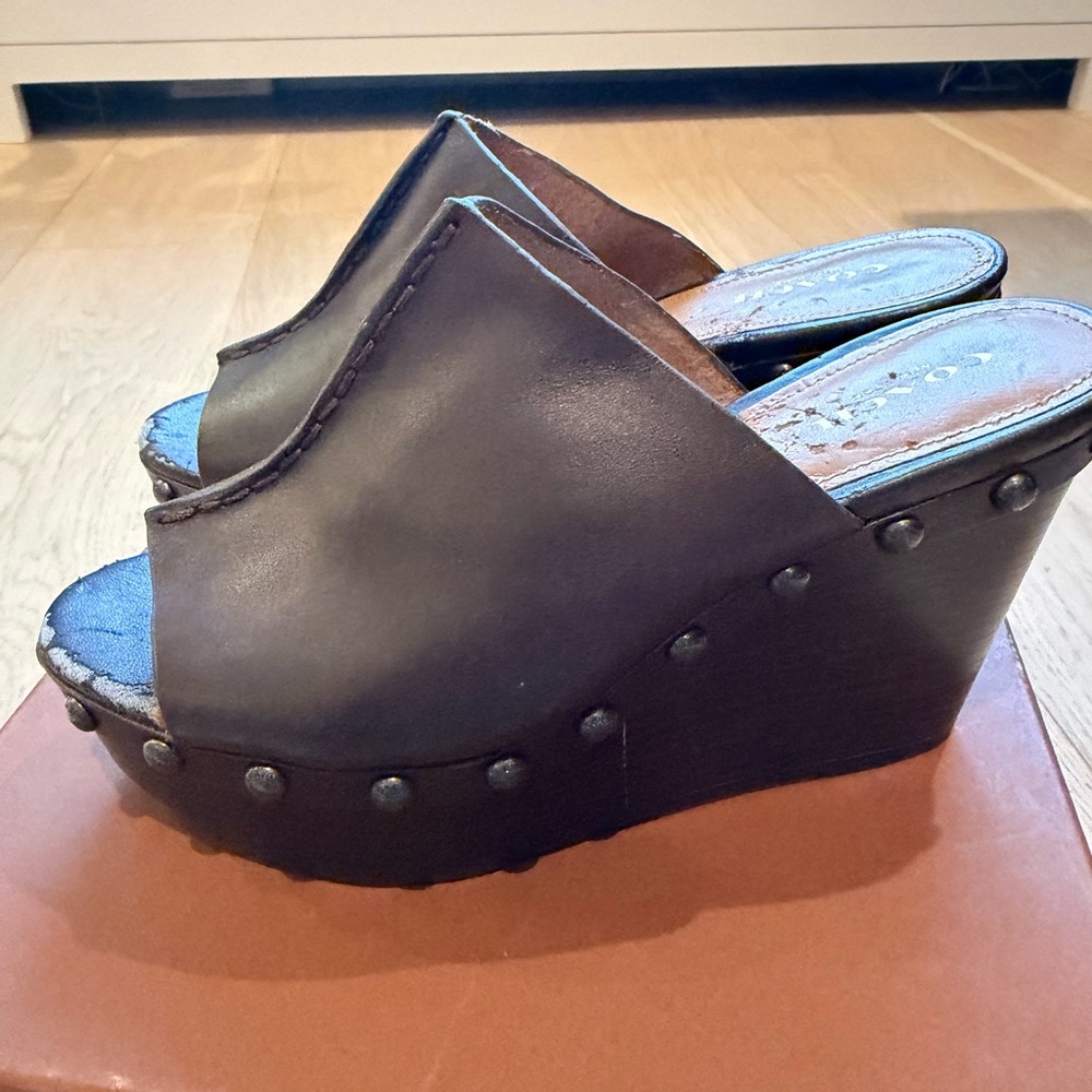 Coach Hellena Brown Leather Platform Wedge Sandals in box -size 6.5 - Picture 12 of 12